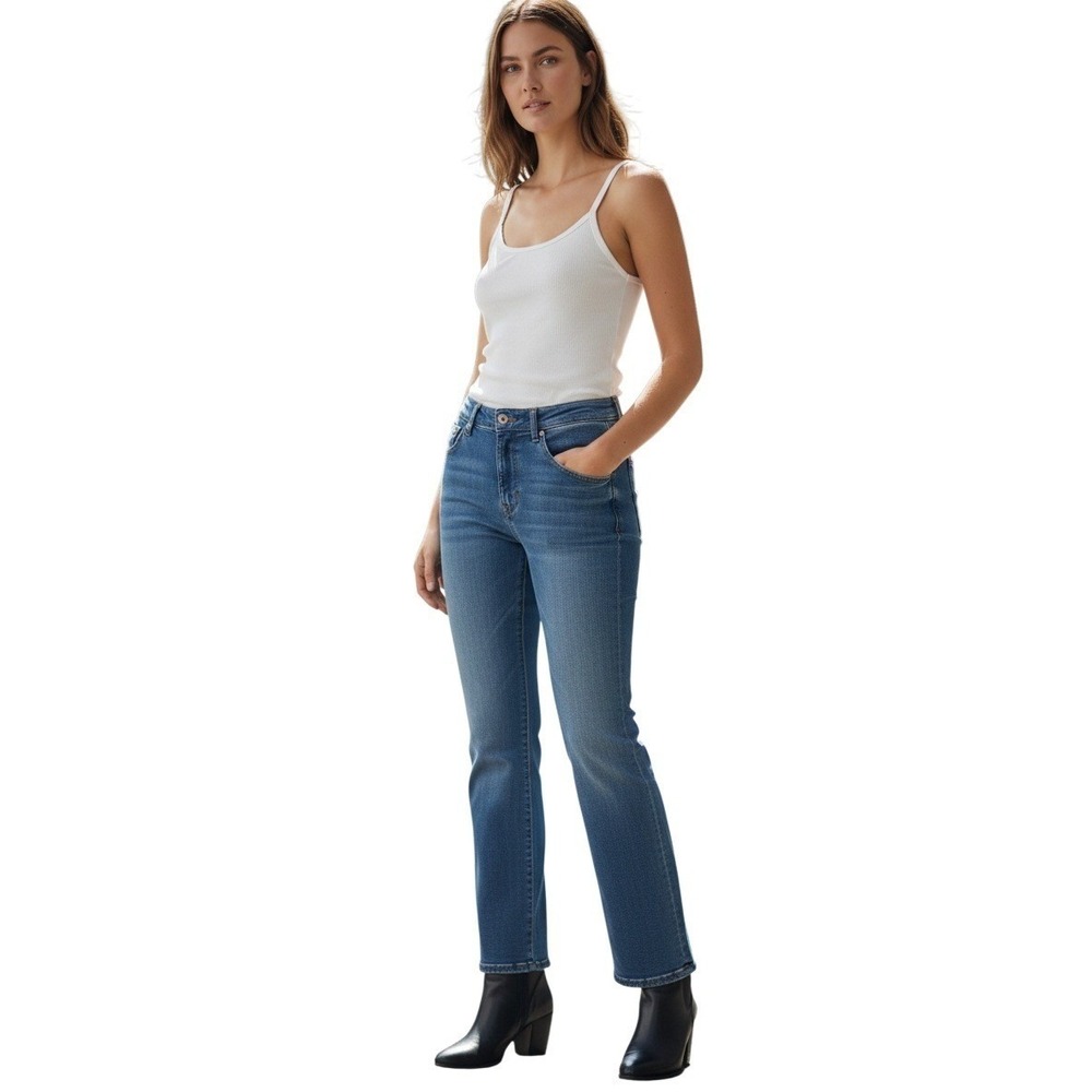 PAIGE Hidden Hills Mid Rise Straight Leg Jeans 29x28 NWOT Champion Mid-Wash $199